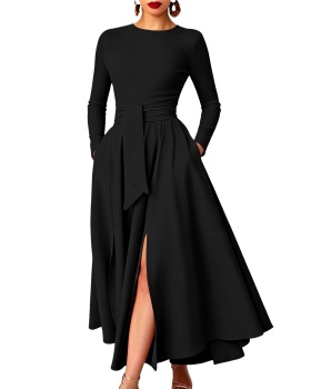 Frenum round neck long dress European style dress