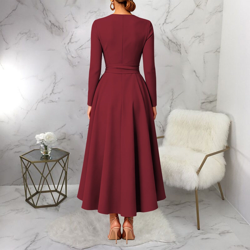 Frenum round neck long dress European style dress
