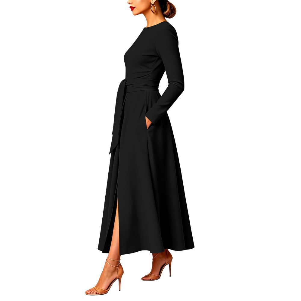 Frenum round neck long dress European style dress