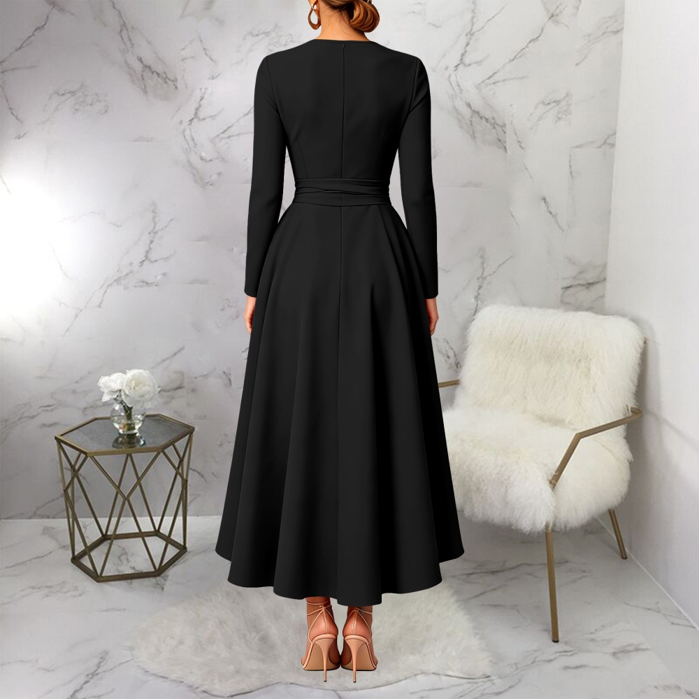 Frenum round neck long dress European style dress