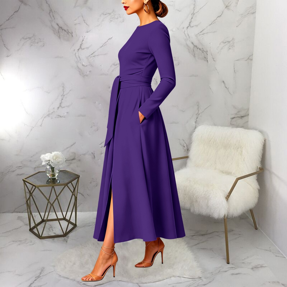 Frenum round neck long dress European style dress