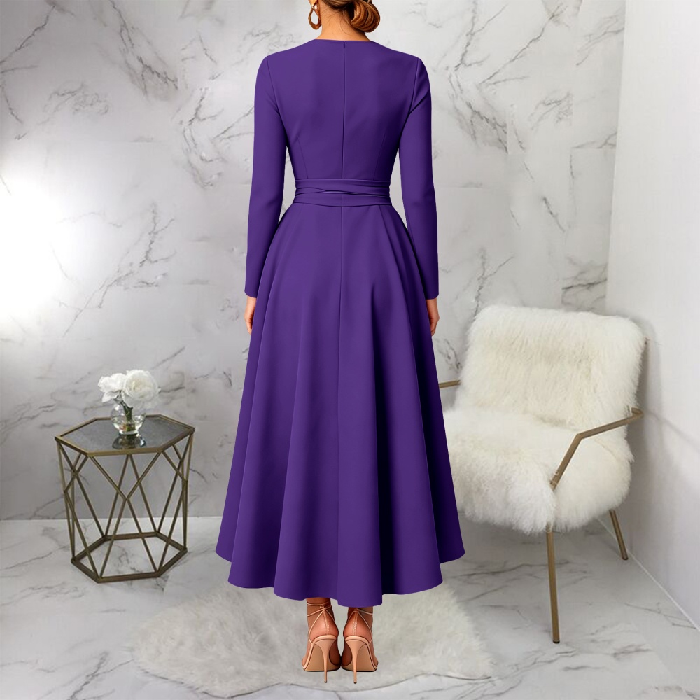 Frenum round neck long dress European style dress