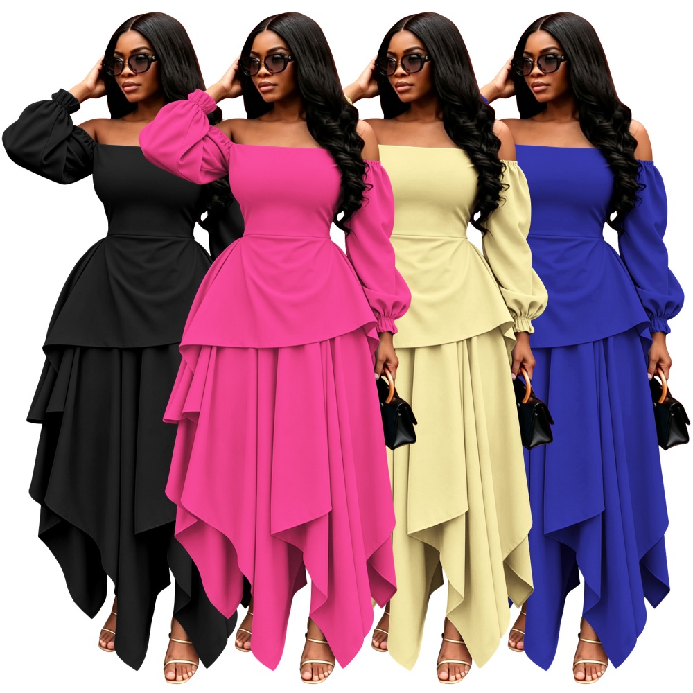Irregular autumn strapless temperament skirt 2pcs set
