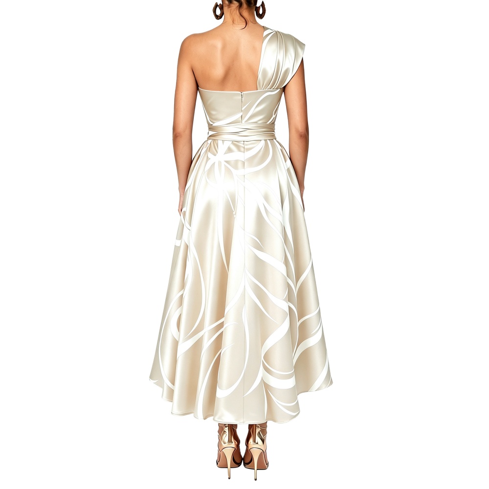 Pocket split long dress printing bandage dress