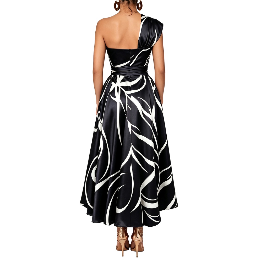 Pocket split long dress printing bandage dress