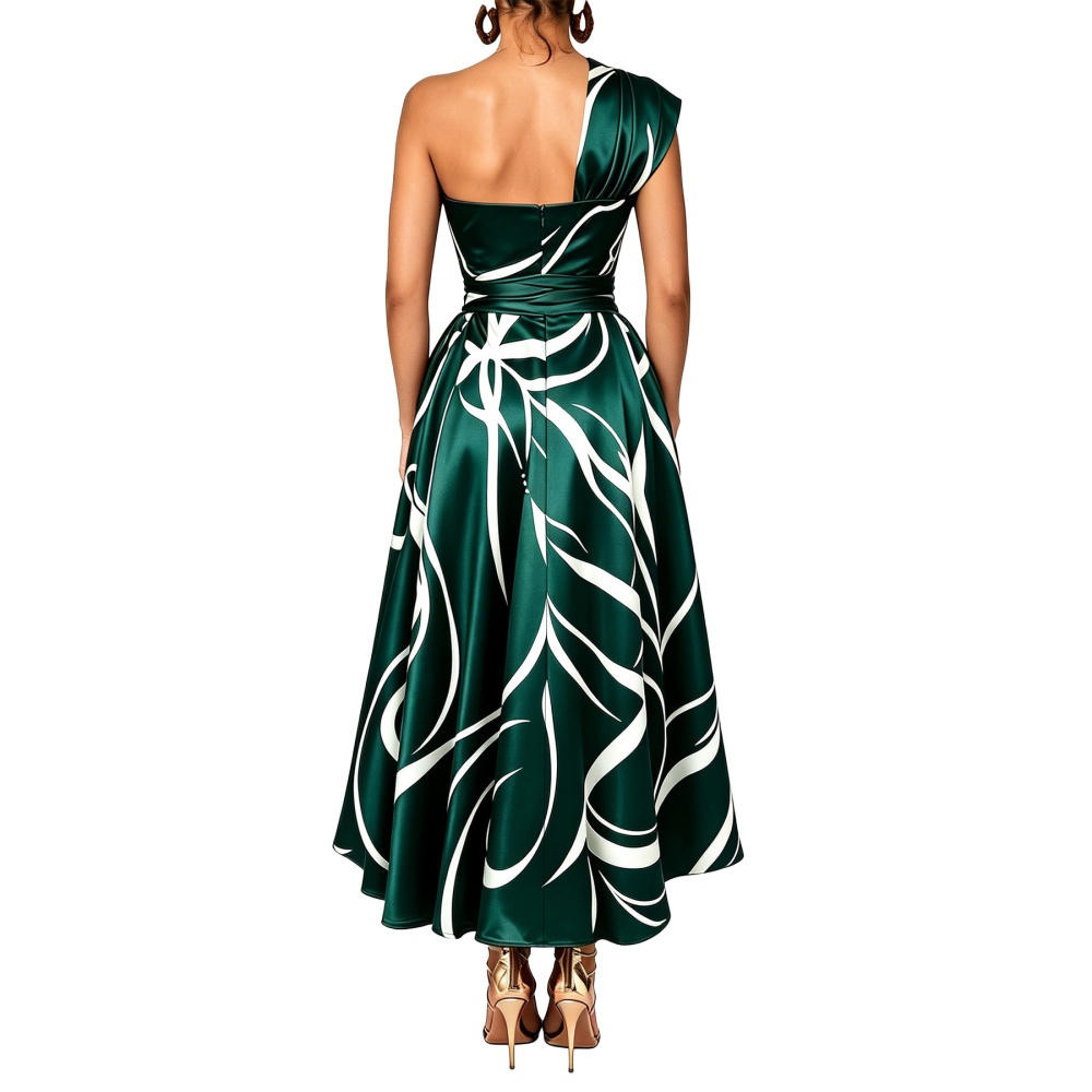 Pocket split long dress printing bandage dress