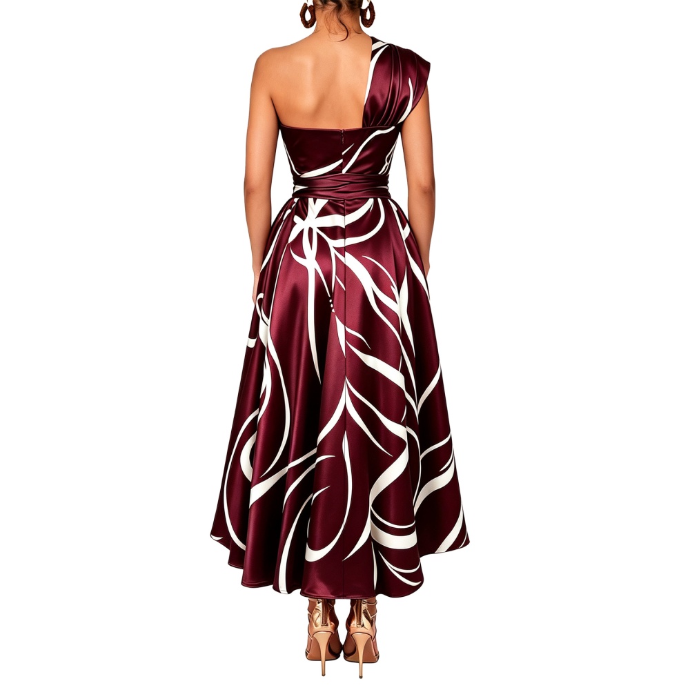 Pocket split long dress printing bandage dress