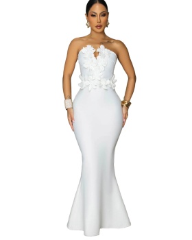 Stereoscopic fashion banquet flowers formal dress for women