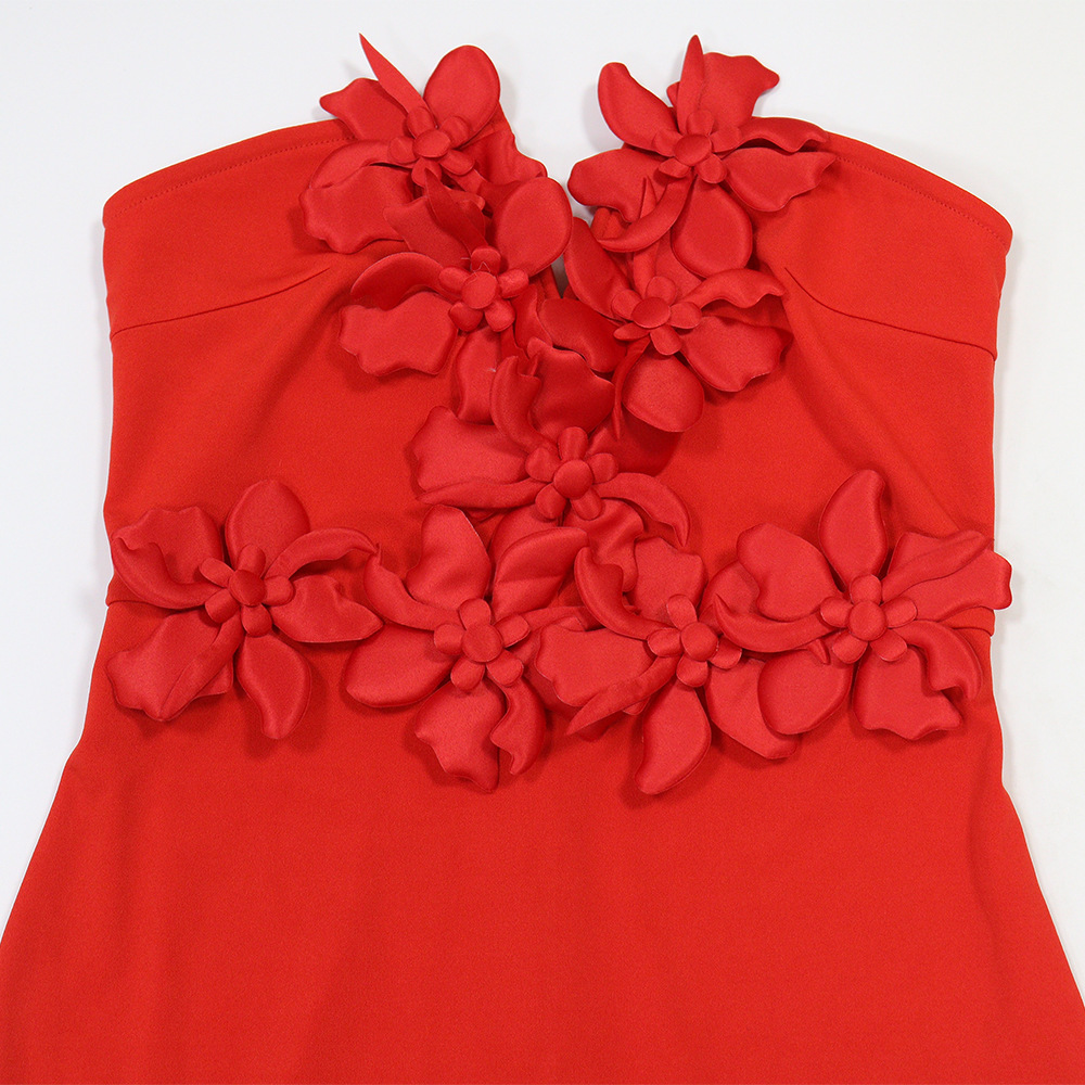 Stereoscopic fashion banquet flowers formal dress for women
