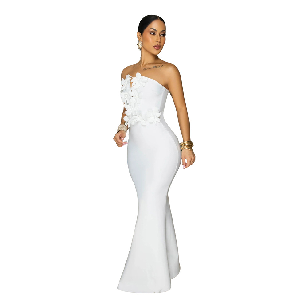 Stereoscopic fashion banquet flowers formal dress for women