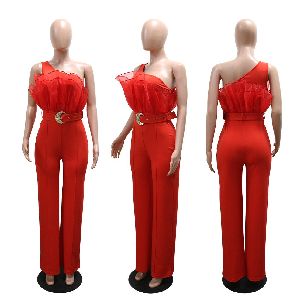 Slim pure European style jumpsuit fashion sexy long pants