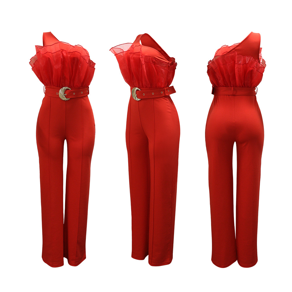 Slim pure European style jumpsuit fashion sexy long pants