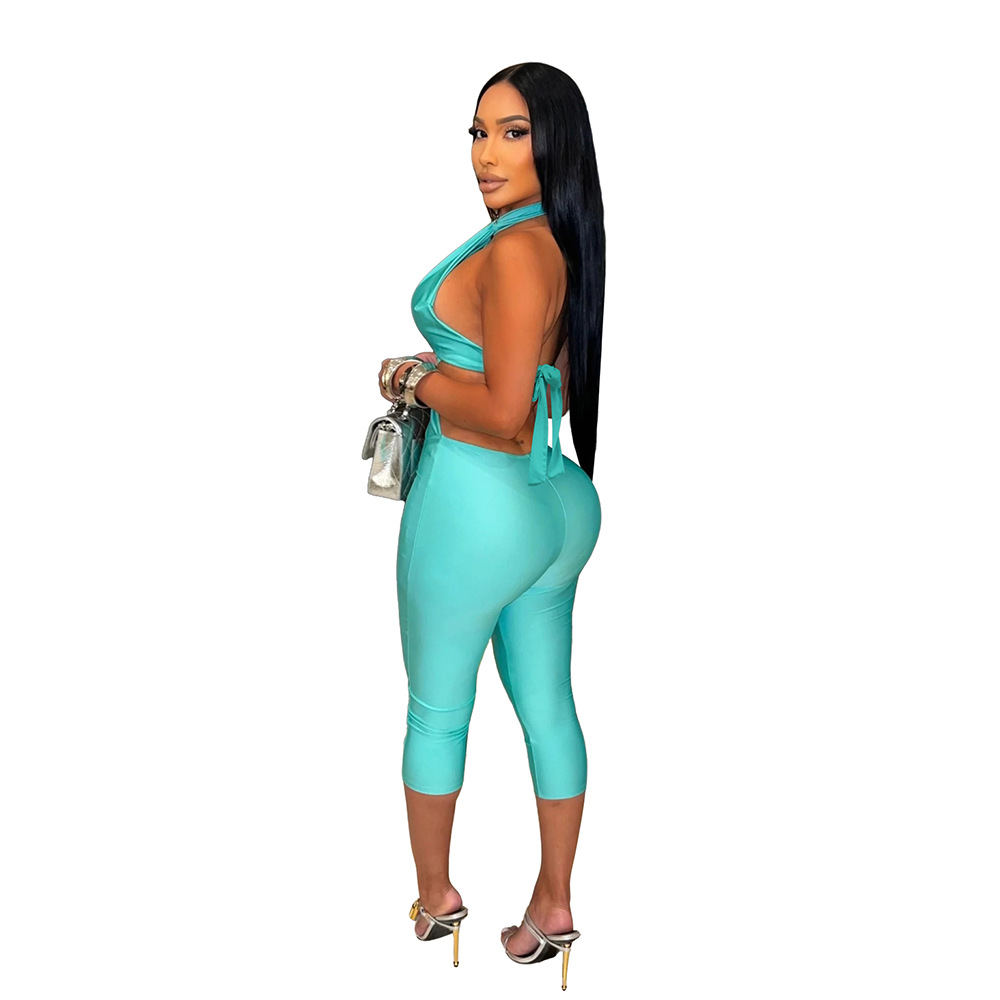 Pure halter jumpsuit fashion five pants for women
