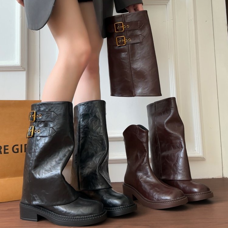 France style lady boots square head winter thigh boots