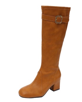 Side zipper lady boots middle-heel thigh boots for women