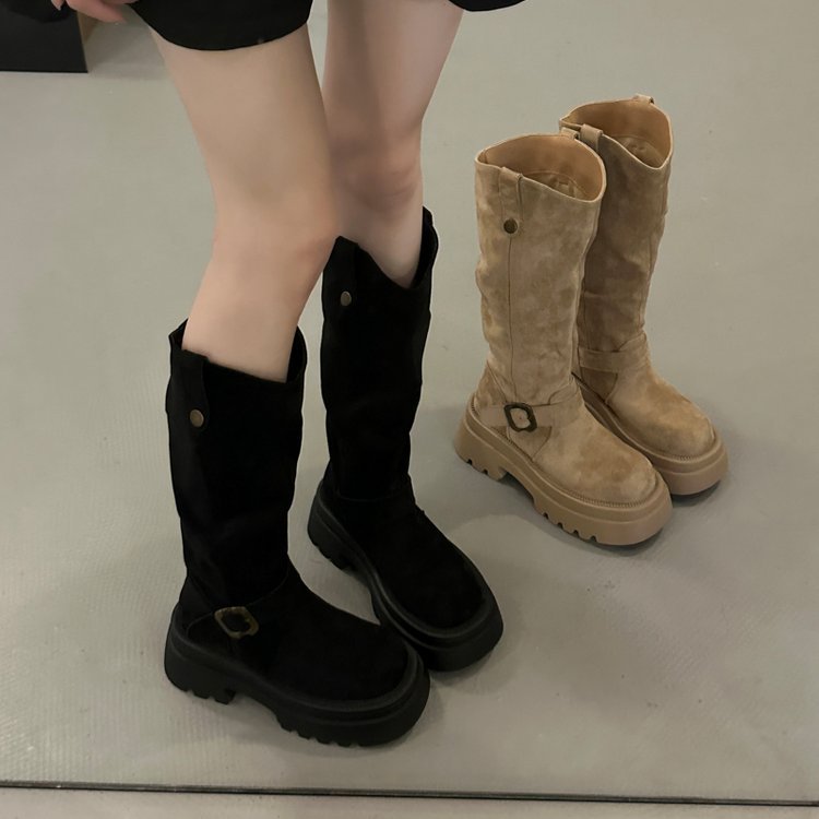 Thick crust lady thigh boots winter broadcloth boots