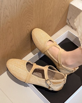 Round France style four seasons shoes low lady flattie