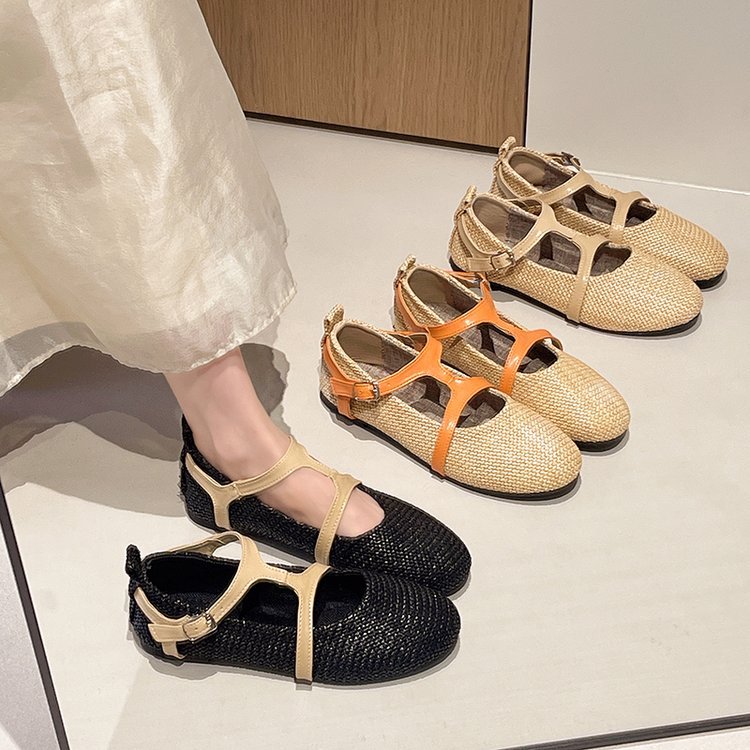 Round France style four seasons shoes low lady flattie