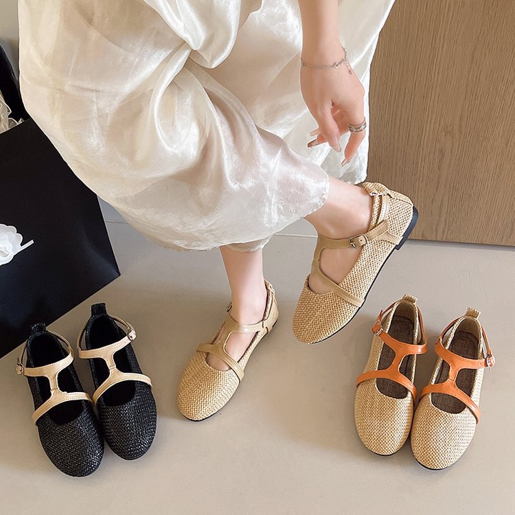 Round France style four seasons shoes low lady flattie