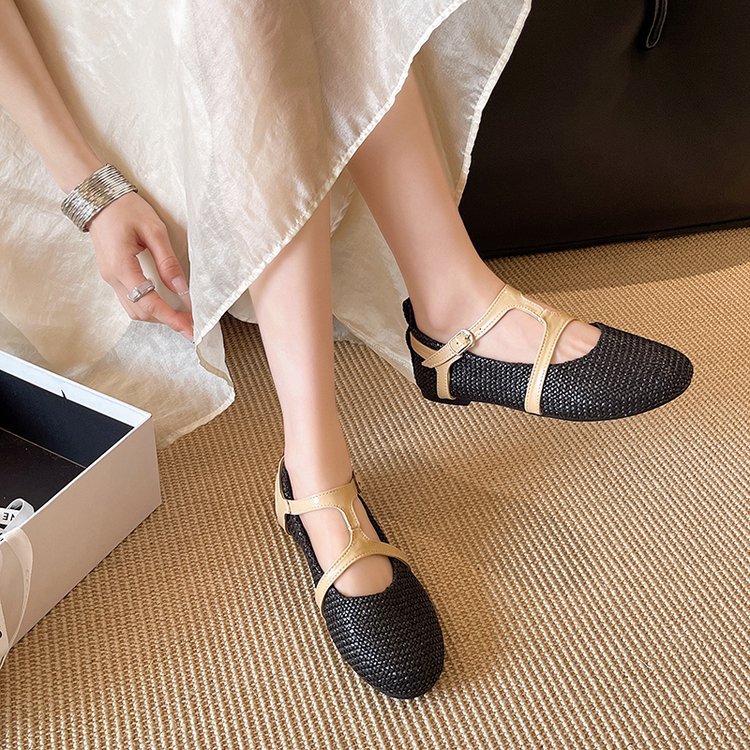 Round France style four seasons shoes low lady flattie