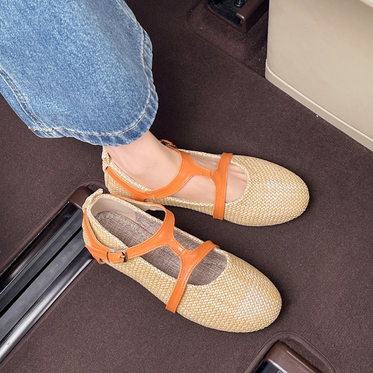 Round France style four seasons shoes low lady flattie