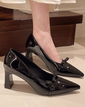 Spring and autumn shoes thick high-heeled shoes