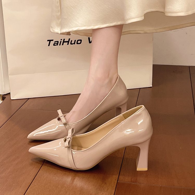 Spring and autumn shoes thick high-heeled shoes