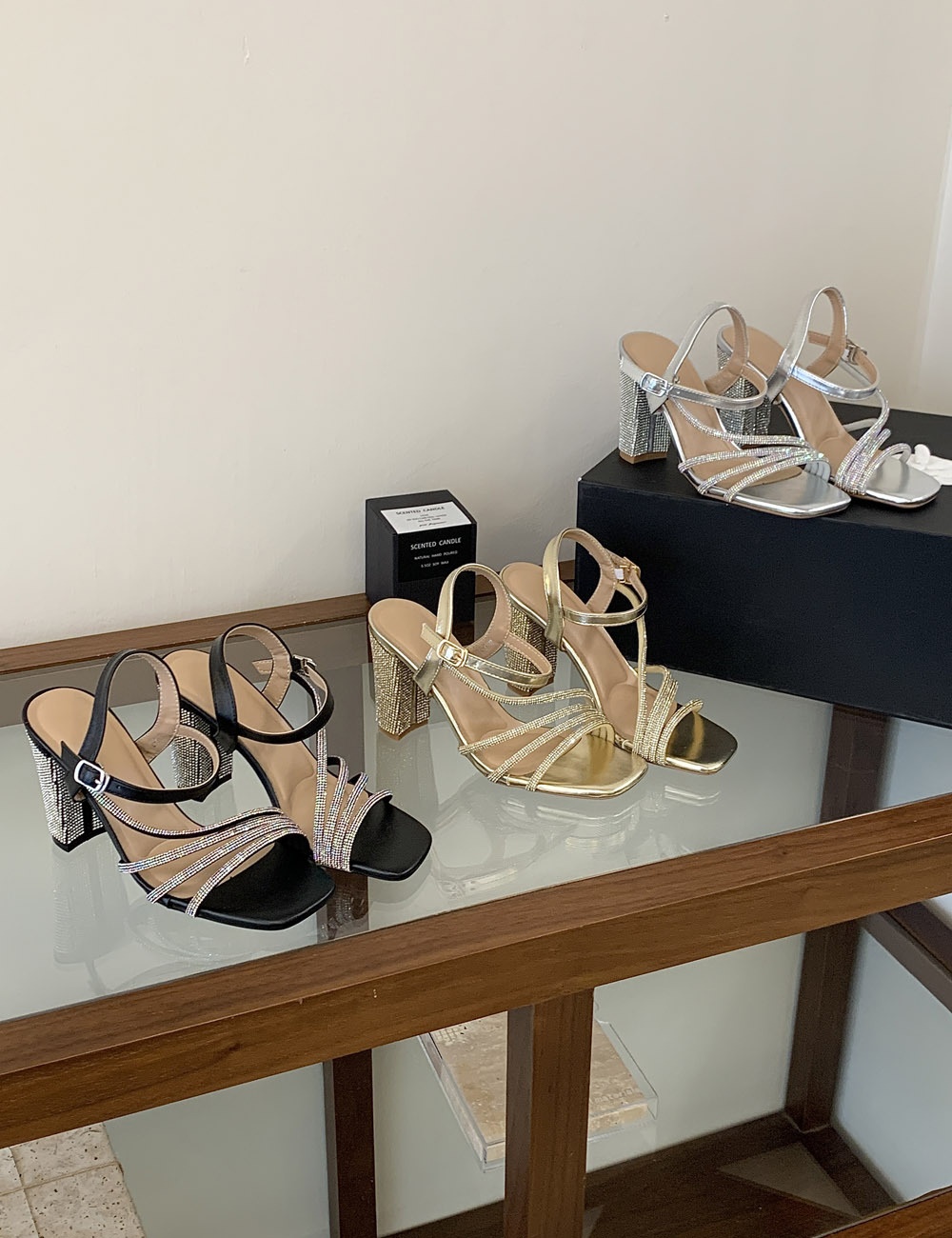 Thick fashion rhinestone sexy summer sandals for women