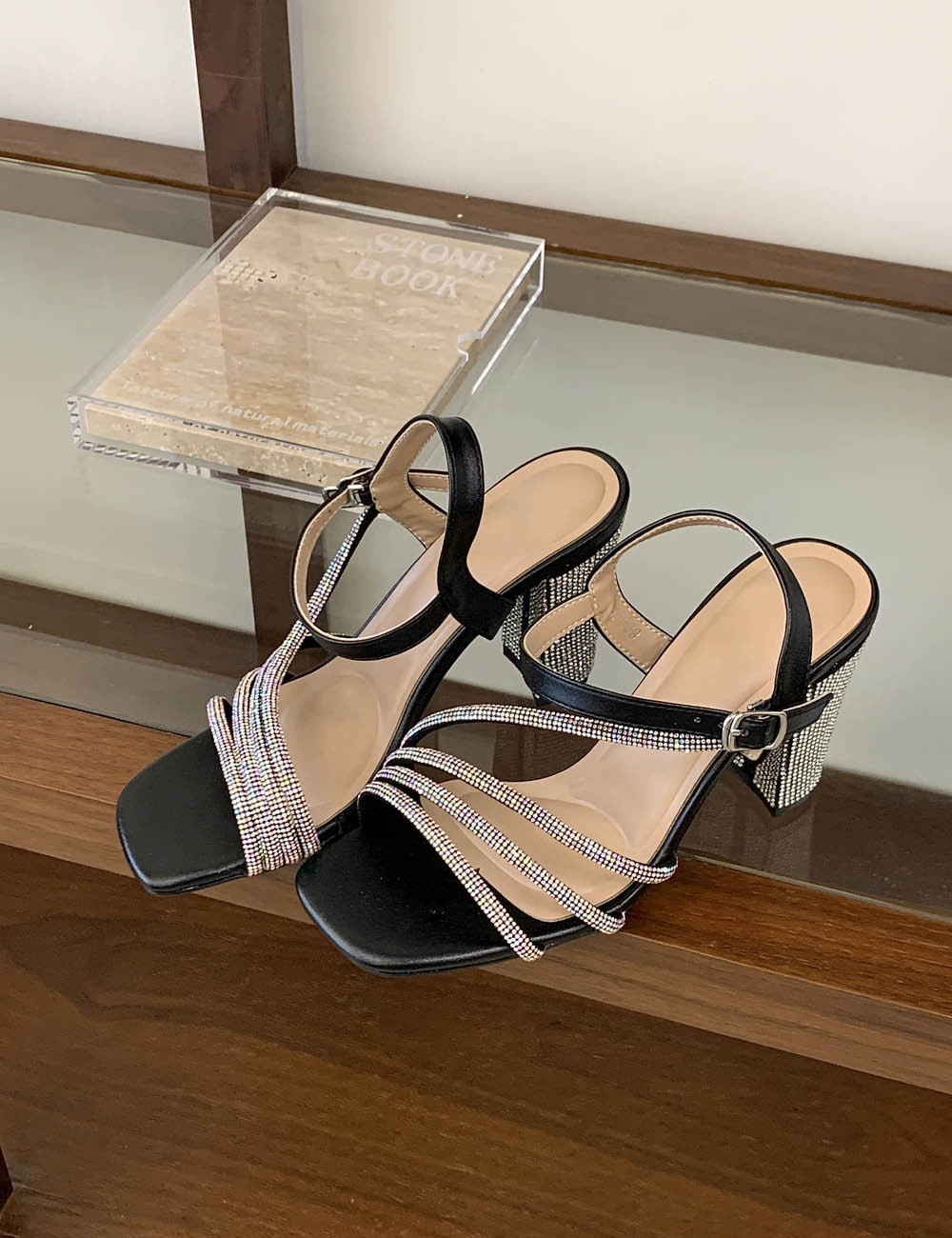 Thick fashion rhinestone sexy summer sandals for women
