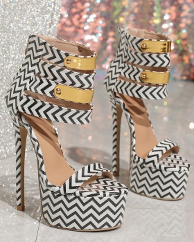 Zebra sandals European style high-heeled shoes for women