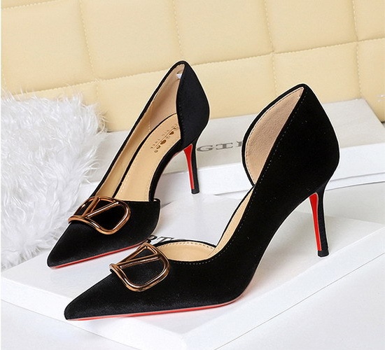 European style metal formal dress pointed shoes for women