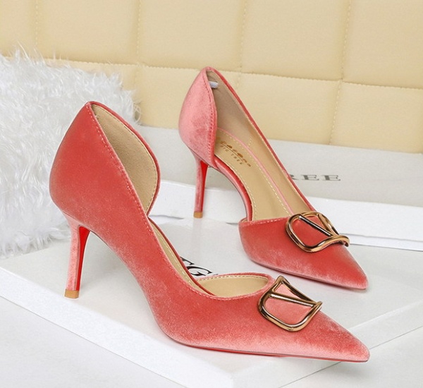 European style metal formal dress pointed shoes for women
