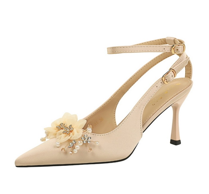France style flowers shoes satin high-heeled shoes