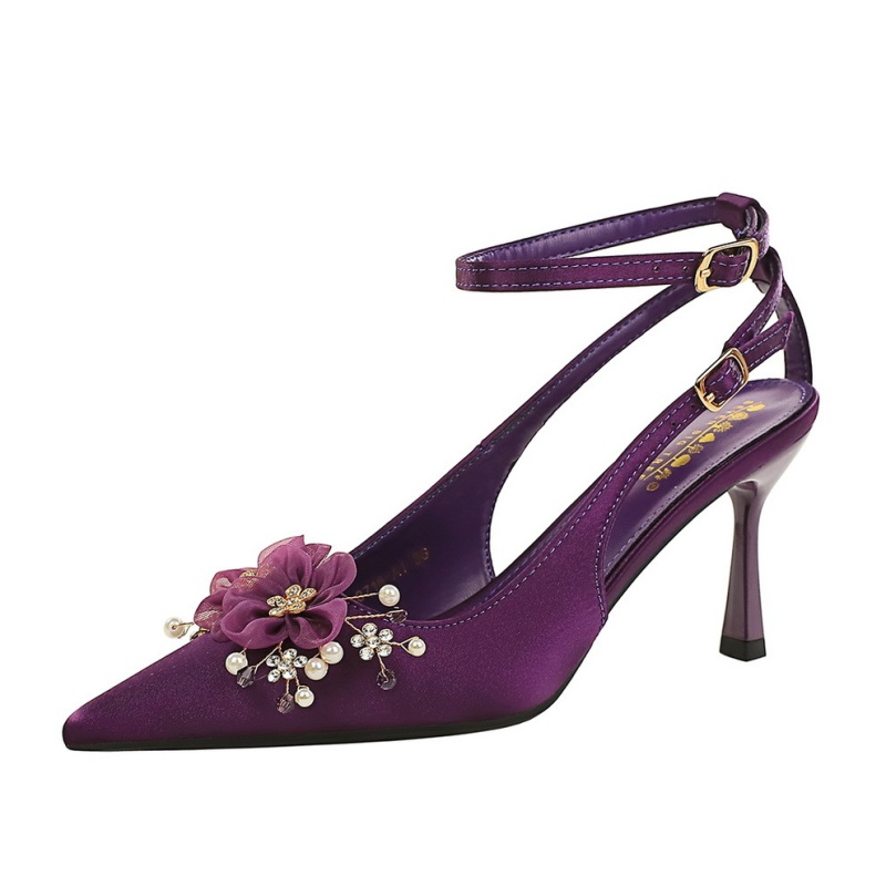 France style flowers shoes satin high-heeled shoes