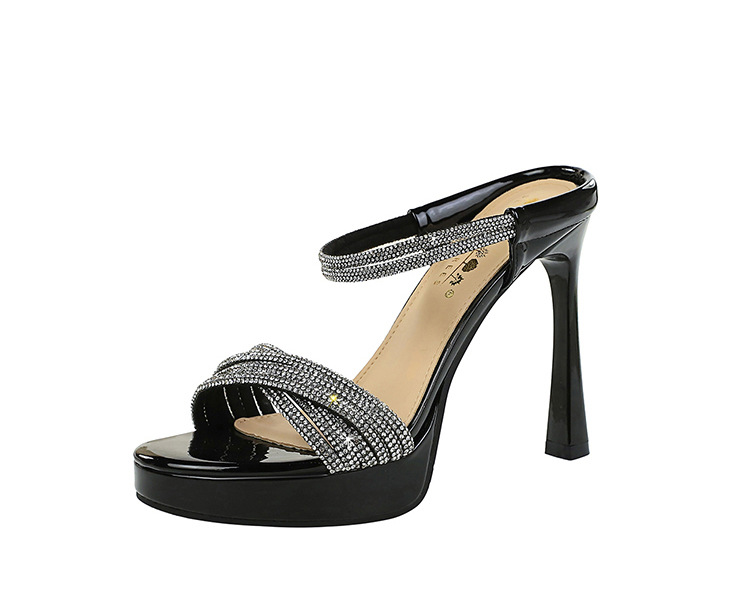 France style high-heeled platform rhinestone sandals for women