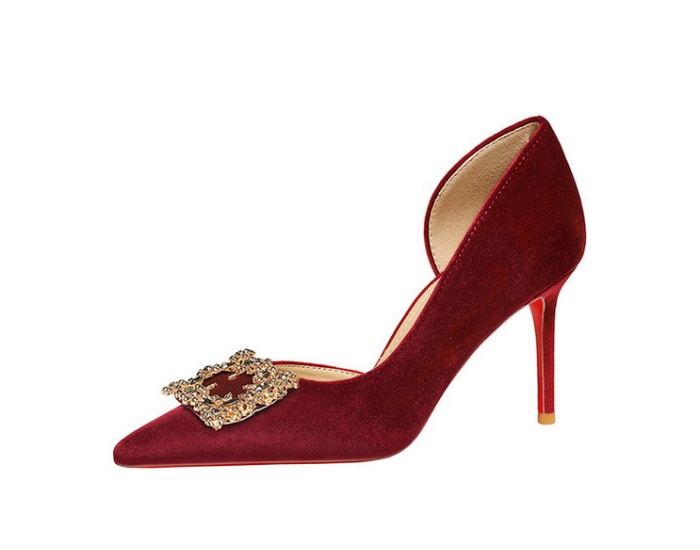 Metal side buckle stilettos rhinestone shoes for women