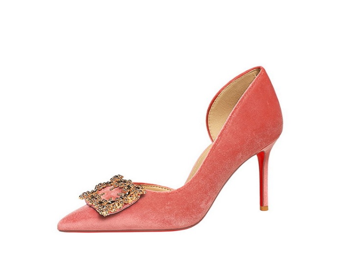 Metal side buckle stilettos rhinestone shoes for women