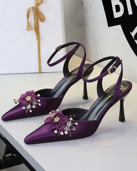 Flowers sandals pointed high-heeled shoes for women