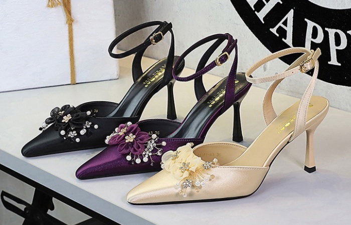 Flowers sandals pointed high-heeled shoes for women