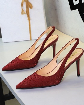 Banquet high-heeled fold pointed low temperament fine-root sandals