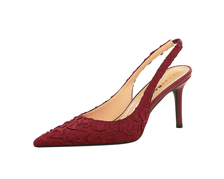 Banquet high-heeled fold pointed low temperament fine-root sandals