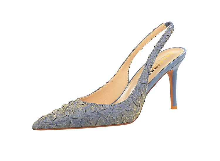 Banquet high-heeled fold pointed low temperament fine-root sandals