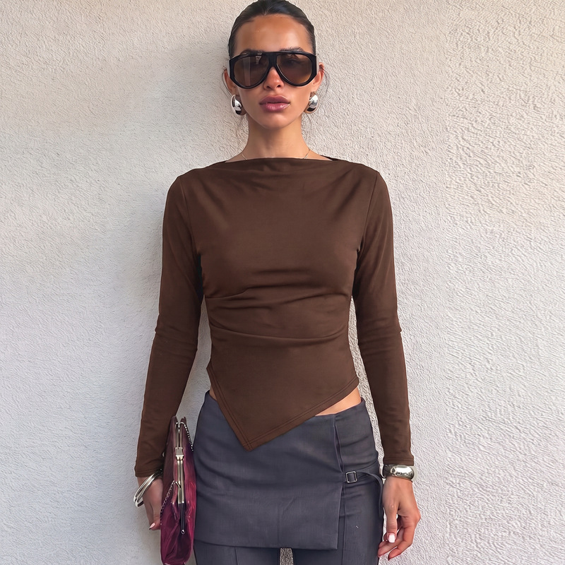 Slim fold tops long sleeve T-shirt for women