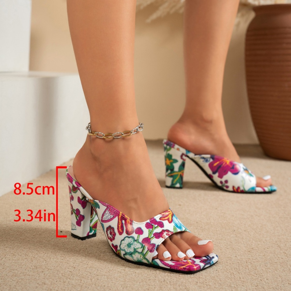 High-heeled embroidered fashion slippers for women