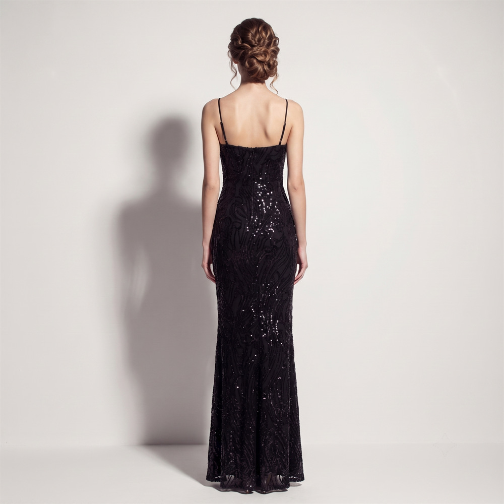 Banquet sequins evening dress split catwalk long dress