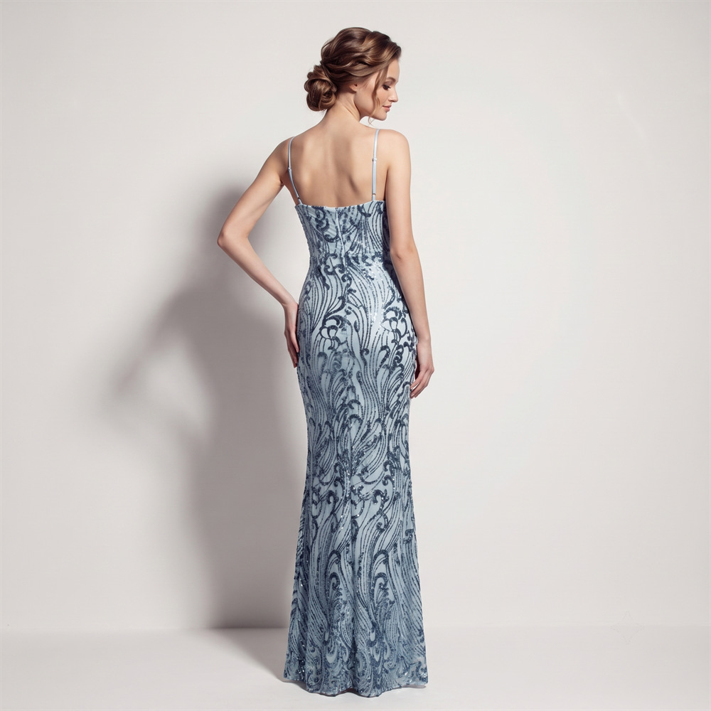 Banquet sequins evening dress split catwalk long dress
