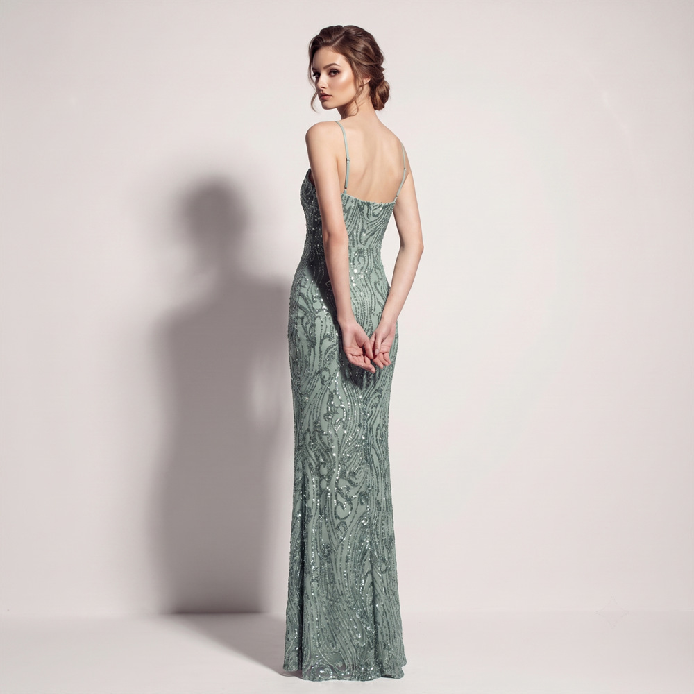 Banquet sequins evening dress split catwalk long dress