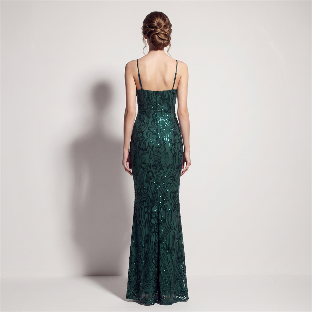 Banquet sequins evening dress split catwalk long dress
