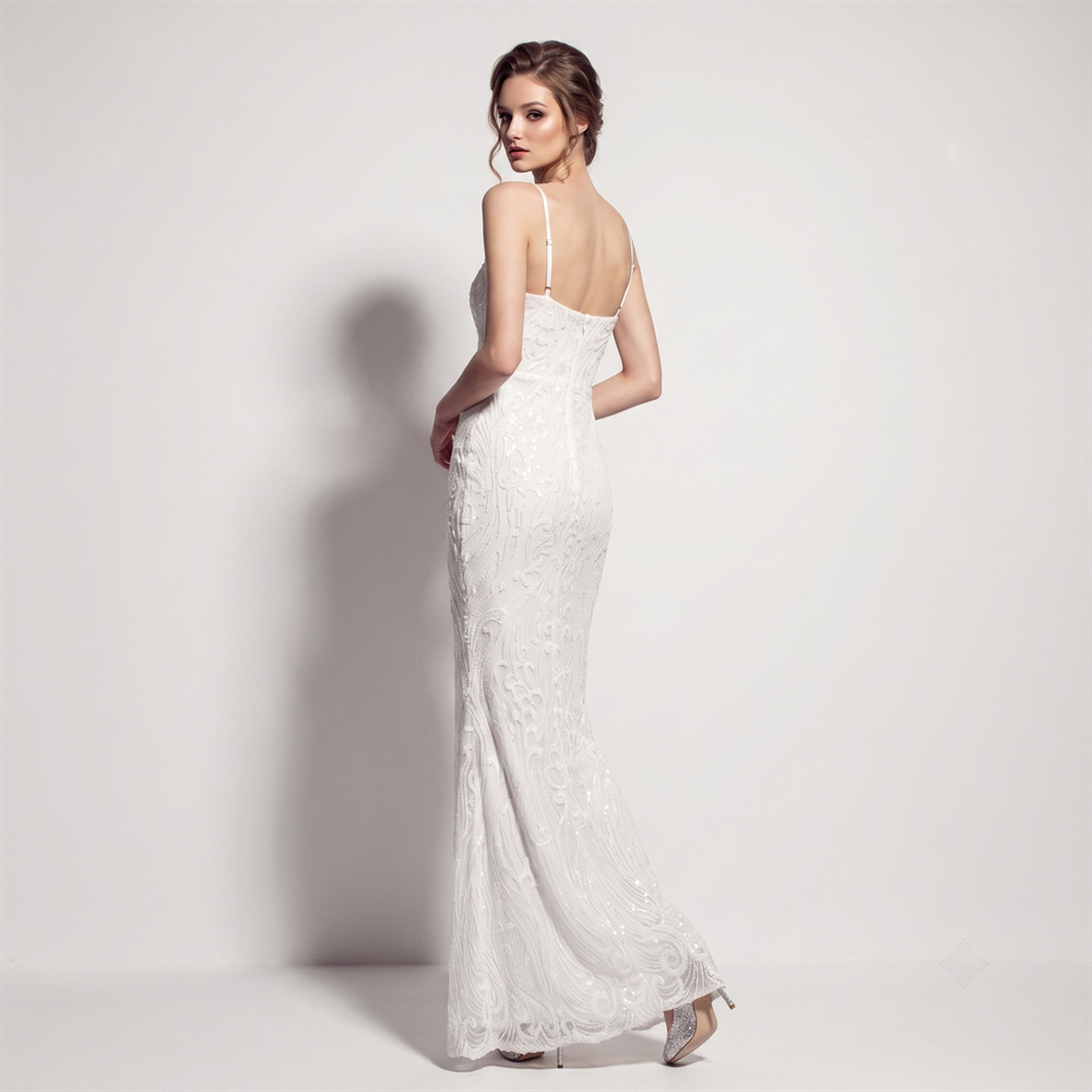 Banquet sequins evening dress split catwalk long dress