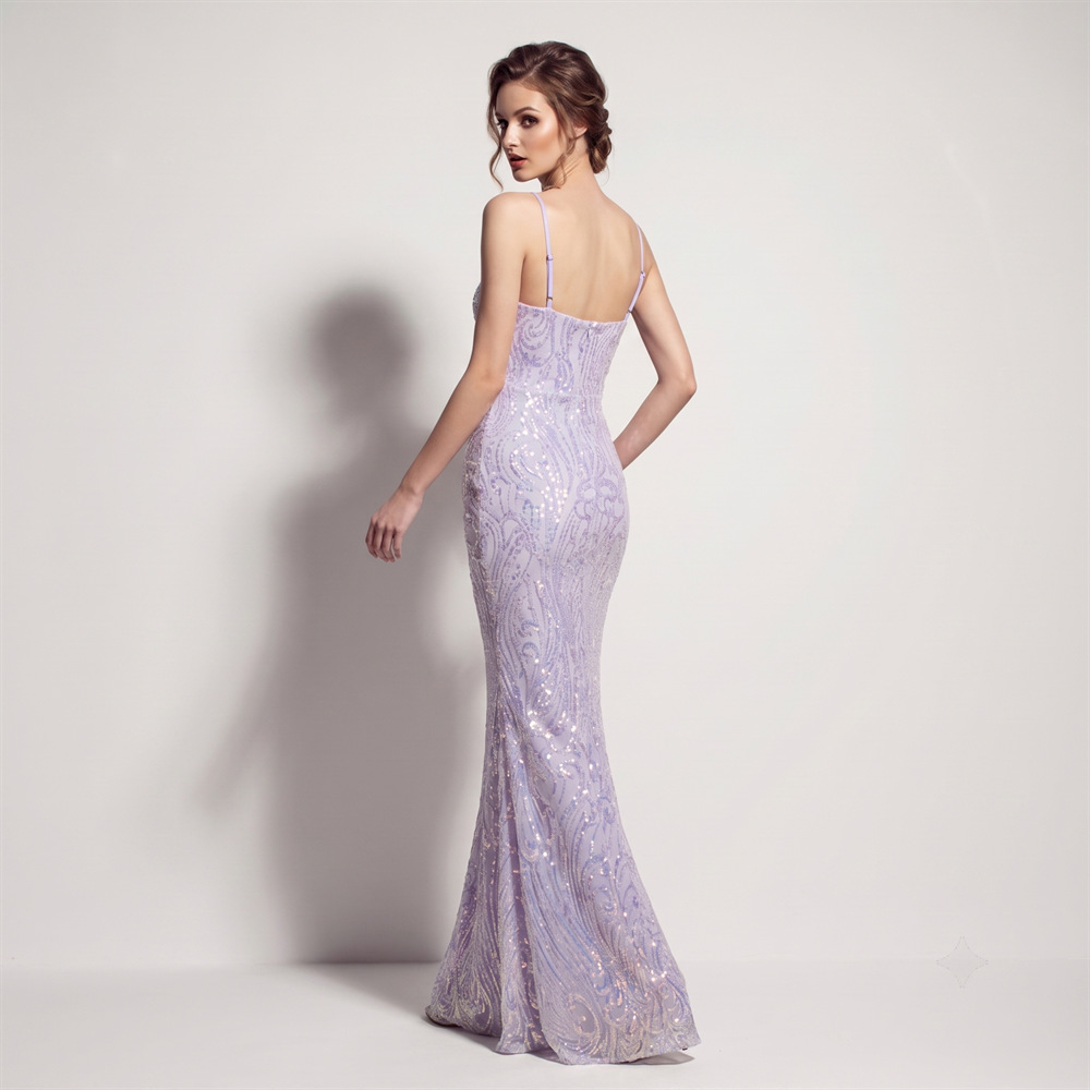 Banquet sequins evening dress split catwalk long dress